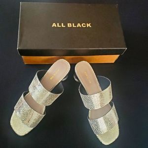 ALL BLACK  1" round bottom heels Sandal's